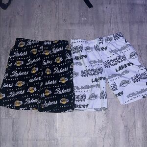 Black and White Los Angeles Lakers Shorts (Youth S) and (Youth M)